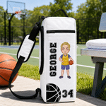 Personalized Basketball Soccer Cartoon Character Insulated Beer Cooler Bag with Name and Number Daily Use Birthday Sports Gift for Friend Sport Lover