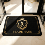Personalized Hairdressing Element Badge Design Doormat with Text Hair Salon Workshop Opening Gift for Barber