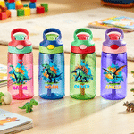 Personalised Splash-Ink Dinosaur 16 oz Food-Grade Kid Water Bottle with Name Back to School Birthday Gift for Boys Girls Dinosaur Lovers