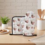 Gepersonaliseerde ovenhandschoen en pannenlapset met foto van kindergezicht origineel verjaardagscadeau of housewarmingcadeau voor kookliefhebbers
