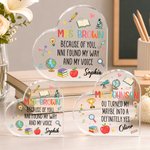 Personalized Book Apple Cartoon Pattern Heart Acrylic Plaque with Name and Text Teacher's Day Appreciation Gift for Teachers