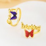 Personalised Birth Butterfly Sterling Silver Ring with Name Minimalist Jewellery Birthday Anniversary Gift for Bestie Bridesmaid