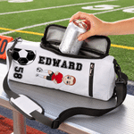 Personalized Basketball Soccer Cartoon Character Insulated Beer Cooler Bag with Name and Number Daily Use Birthday Sports Gift for Friend Sport Lover