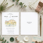 Personalised Watercolour Photo Wedding Greeting Card Invitation with Gift Label and Wedding Message Wedding Engagement Party Gift for Bride Bridegroom