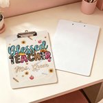 Personalized Blessed Teacher Theme Acrylic Clipboard with Title & Surname Birthday Graduation Teacher's Day Gift for Teacher