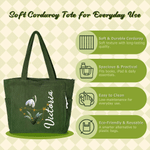 Personalized Constellation Birth Flower Large Capacity Corduroy Tote Bag with Name Daily Use Birthday Gift for Women