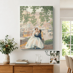 Toile personnalisée avec photo - Effect peinture aquarelle romantique - Cadeau de mariage ou d'anniversaire pour couple