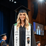 Personalised Glitter Cartoon Graduate Character Graduation Sash with Name Year and School Name Class of 2026 Graduation Celebration Gift for Students