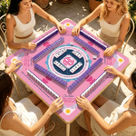 Personalized Charleston Rule Design Non-Slip Mahjong Mat with Letter and Storage Bag Mahjong Club Night Birthday Gift for Mahjong Lovers