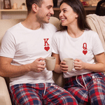 Personalised Romantic King and Queen Matching Pyjamas with Name Lounge Wear Anniversary Gift for Couple Newlyweds
