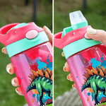 Personalised Splash-Ink Dinosaur 16 oz Food-Grade Kid Water Bottle with Name Back to School Birthday Gift for Boys Girls Dinosaur Lovers