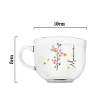 Personalized Constellation Birth Flower 16 oz Clear Glass Cup with Handle and Name Mother's Day Birthday Gift for Woman Mom Grandmother