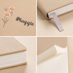 Personalised Birth Flower PU Leather Sketchbook Notebook with Text Daily Use Birthday Gift for Women Writers Sketchers