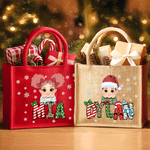 Personalised Cute Cartoon Character Eco-Friendly Large-Capacity Jute Tote Bag with Art Name Christmas Party Gift for Children