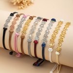 Personligt minimalistiskt justerbart armband med 1-8 födelseblommor vaxad linje charm smycke födelsedags och julklapp för kvinnor
