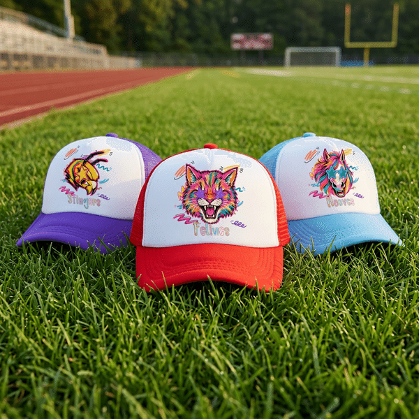 Personalized Neon Mascot Breathable Mesh Hat Baseball Cap with Name Birthday Team Gift for Students Athletes