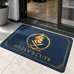 Personalized Hairdressing Element Badge Design Doormat with Text Hair Salon Workshop Opening Gift for Barber