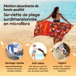 Serviette de plage personnalisée avec nom - Motif floral folk aux couleurs vives - Cadeau de vacances pour femme