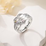 Personalisierter Herz Ring mit 1-8 Geburtssteinen und Namen Gravur Sterling Silber Geburtstag Muttertag Geschenk für Damen