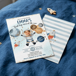 Personalized First Trip Around The Sun Astronaut Invitation Card with Name Time and Photo 1st Birthday Party Gift for Parents
