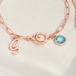 Personalised Sun Moon Star Birthstone Exquisite Bracelet with Initial Anniversary Birthday Gift for Woman Mum