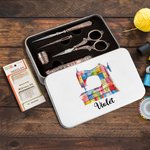 Personlig Patch-symaskin 6 delar syverktygssats med tennlåda och namn Födelsedagspresent för skräddare som älskar sömnad