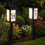 Personalised Colourful Wing Paw Print Pet Photo Solar Garden Light with Name and Text Memorial Gift for Pet Owners