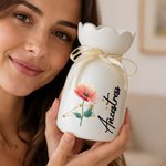 Personalised Constellation Birth Flower Ceramic Vase with Name Home Decor Birthday Gift for Mum Gran Female Friend