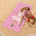Personalized Cartoon Ballet Girl Quick Dry Soft Oversized Beach Towel with Name Summer Vacation Beach Party Birthday Gift for Girl Ballet Dancer Lover