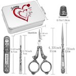 Personalised Family Heart Design Tin Box and 6 Pcs Sewing Tools Set with Kid Names Christmas Birthday Gift for Tailor Sewing Lover
