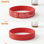 Braccialetto salvavita personalizzato in silicone impermeabile con testo inciso - Regalo per diabetici, allergici e autistici
