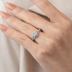 Personalized Twin Birthstone Heart Ring with Engraved Name Dainty Jewellery Birthday Anniversary Valentine's Day Gift for Women