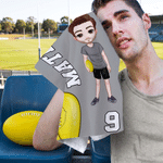 Personalised Cartoon AFL Character Quick Dry Waffle Sport Towel with Name and Carabiner Team Birthday Gift for AFL Lovers
