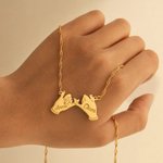 Personalized Pinky Promise Hand Pendant Necklace with Name Dainty Jewellery Daily Wear Birthday Gift for Couple