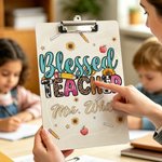Personalized Blessed Teacher Theme Acrylic Clipboard with Title & Surname Birthday Graduation Teacher's Day Gift for Teacher