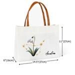Personalized Constellation  Birth Flower Canvas Tote Bag with Name Daily Use Mother's Day Birthday Gift for Woman Mom Grandmother