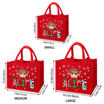 Personalised Cute Cartoon Character Eco-Friendly Large-Capacity Jute Tote Bag with Art Name Christmas Party Gift for Children