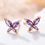 Personalized Small Birthstone Butterfly Stud Earrings Minimalist Jewellery Birthday Anniversary Wedding Gift for Besties Bridal Women