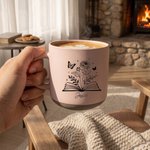 Personalised Book Birth Flower Ceramic Coffee Mug with Text Office Home Use Teacher's Day Birthday Gift for Teachers Book Lovers