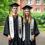Personalised Glitter Cartoon Graduate Character Graduation Sash with Name Year and School Name Class of 2026 Graduation Celebration Gift for Students