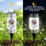 Personalizowana solarna lampka ogrodowa ze zdjęciem imieniem i rokiem dekoracja ogrodu pamiątkowy prezent po stracie bliskiej osoby
