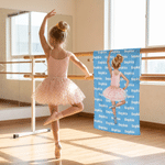 Personalized Cartoon Ballet Girl Quick Dry Soft Oversized Beach Towel with Name Summer Vacation Beach Party Birthday Gift for Girl Ballet Dancer Lover