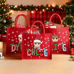 Personalised Cute Cartoon Character Eco-Friendly Large-Capacity Jute Tote Bag with Art Name Christmas Party Gift for Children