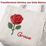 Bolso tote de pana personalizado con nombre y flor de nacimiento efecto punto gran capacidad regalo de cumpleaños y uso diario para mujeres y amigas