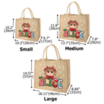 Personalised Cute Cartoon Character Eco-Friendly Large-Capacity Jute Tote Bag with Art Name Christmas Party Gift for Children