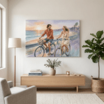 Toile personnalisée avec photo - Effect peinture aquarelle romantique - Cadeau de mariage ou d'anniversaire pour couple