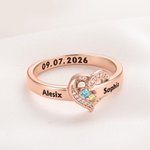 Personalisierter Herz Ring mit 1-8 Geburtssteinen und Namen Gravur Sterling Silber Geburtstag Muttertag Geschenk für Damen
