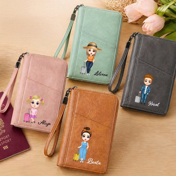 Personalizowane etui na paszport z PU skóry z paskiem imieniem i postacią świetny urodzinowy prezent dla miłośników podróży