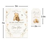 Personalized Classic Winnie the Pooh Floral Invitation Card with Name Time and Venue Baby Shower Gender Reveal Party Gift for New Mom New Parents