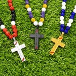 Personalised Sport Rhinestone Beaded Baseball Cross Magnetic Necklace with Name and Number Game Day Birthday Gift for Baseball Lovers